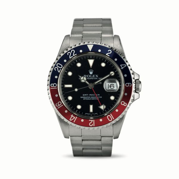 ROLEX : GMT Master Pepsi ref 16700, in acciaio ghiera girevole bicolore, quadrante nero bicchierini accompagnato da garanzia originale  - Asta Orologi da Polso - Associazione Nazionale - Case d'Asta italiane