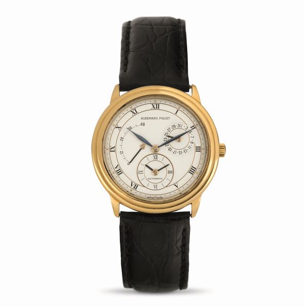 AUDEMARS PIGUET : Dual Time ref 25685 BA in oro giallo 18k, quadrante bianco con doppio fuso, indicazione del giorno e della riserva di carica  - Asta Orologi da Polso - Associazione Nazionale - Case d'Asta italiane