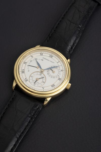 AUDEMARS PIGUET : Dual Time ref 25685 BA in oro giallo 18k, quadrante bianco con doppio fuso, indicazione del giorno e della riserva di carica  - Asta Orologi da Polso - Associazione Nazionale - Case d'Asta italiane