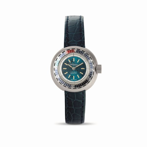 NICOLET WATCH : Mini Diver in acciaio Lady quadrante blu soleil carica manuale con ghiera girevole  - Asta Orologi da Polso - Associazione Nazionale - Case d'Asta italiane