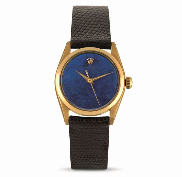 ROLEX : Raro Oyster Perpetual ref 6548 con quadrante in pietra Lapislazuli cassa in oro giallo 18k, movimento automatico  - Asta Orologi da Polso - Associazione Nazionale - Case d'Asta italiane