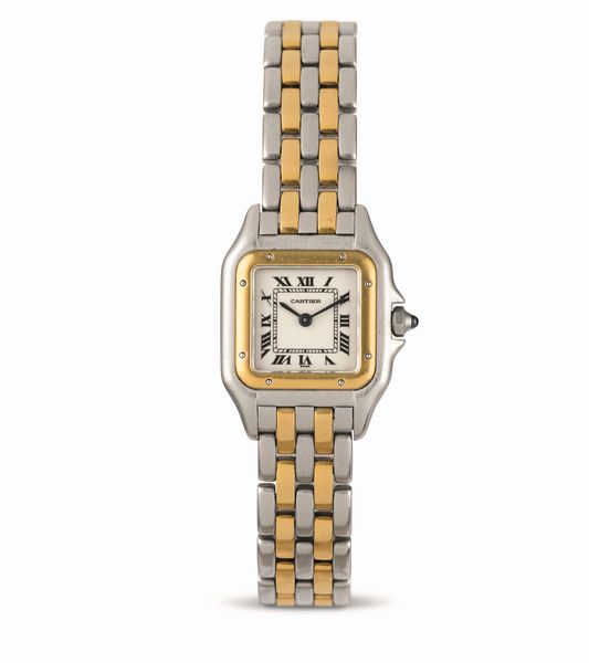 CARTIER : Panthere Lady acciaio e oro due fili, movimento al quarzo, quadrante Argent  - Asta Orologi da Polso - Associazione Nazionale - Case d'Asta italiane