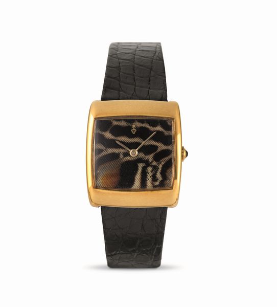 CORUM : Intrigante orologio in oro giallo 18k con quadrante fantasia Piuma di Pavone, carica manuale  - Asta Orologi da Polso - Associazione Nazionale - Case d'Asta italiane