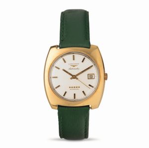 LONGINES - Admiral tonneau in oro giallo 18k  con movimento automatico e finestra del datario