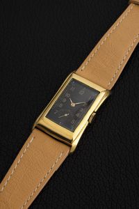 ROLEX : Prince Elegant ref 2771 in oro giallo 18k quadrante nero lucido con grafica oro e piccoli secondi in basso  - Asta Orologi da Polso - Associazione Nazionale - Case d'Asta italiane