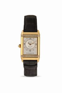 Jaeger-LeCoultre - Reverso Duetto Lady in oro giallo 18k con diamanti, doppio quadrante completo di scatola e garanzia originali