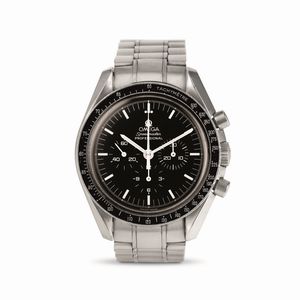 OMEGA - Sportivo Speedmaster Professional ref 145.0022 in acciaio inossidabile con anse elicoidale, ghiera tachimetrica e tasti a pompa, carica manuale e vetro plexiglass