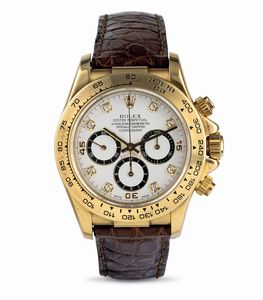 ROLEX : Daytona ref 16518, in oro giallo 18k, quadrante bianco indici in diamanti, mai lucidato, accompagnato da garanzia originale  - Asta Orologi da Polso - Associazione Nazionale - Case d'Asta italiane