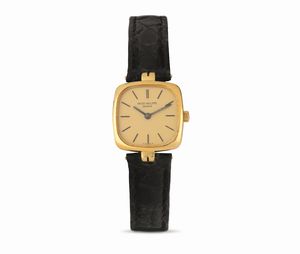 PATEK PHILIPPE - Lady Square ref 4459 in oro giallo 18k, quadrante champagne con scatola e garanzia