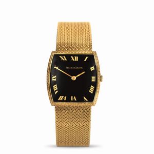 Jaeger-LeCoultre - Tonneau Classique in oro giallo 18k bracciale integrato quadrante nero lucido, carica manuale