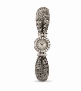 OMEGA - Lady a forma di Fiocco in oro bianco con diamanti sulla ghiera accompagnato da scatola originale