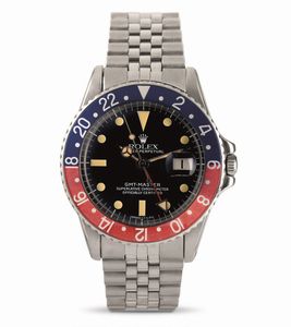 ROLEX - GMT Master Pepsi ref. 1675 in acciaio con ghiera girevole bicolore, quadrante nero opaco pallettoni, bracciale Jubilee