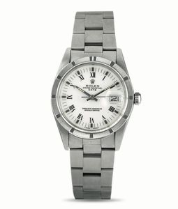 ROLEX - Oyster Perpetual Date ref 15010 in acciaio quadrante bianco numeri Romani