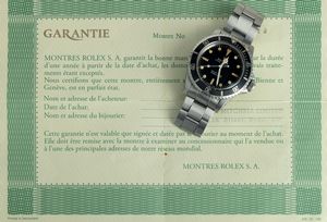 ROLEX : Submariner ref 5513, quadrante nero pallettoni, bracciale in acciaio Oyster, carica automatica con garanzia originale  - Asta Orologi da Polso - Associazione Nazionale - Case d'Asta italiane