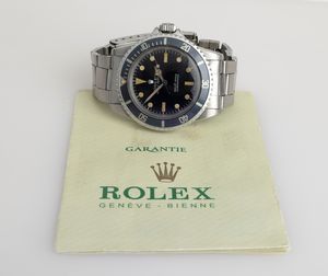 ROLEX : Submariner ref 5513, quadrante nero pallettoni, bracciale in acciaio Oyster, carica automatica con garanzia originale  - Asta Orologi da Polso - Associazione Nazionale - Case d'Asta italiane