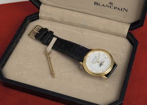 BLANCPAIN : Classico ed elegante Villeret triplo calendario a carica automatica, fasi lunari completo di scatola e garanzia  - Asta Orologi da Polso - Associazione Nazionale - Case d'Asta italiane