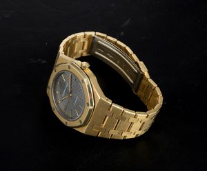 AUDEMARS PIGUET : Prestigioso Royal Oak ref 4100 in oro giallo 18k, quadrante grigio Petit Tapisserie  - Asta Orologi da Polso - Associazione Nazionale - Case d'Asta italiane