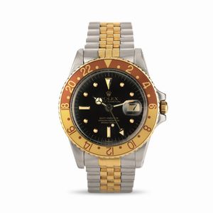 ROLEX - GMT Master Occhio di tigre ref 1675/3, acciaio oro quadrante marrone Soleil indici nipple