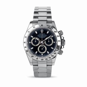 ROLEX - Daytona ref 116520, quadrante nero indici Luminova, lunetta tachimetrica, in acciaio accompagnato da garanzia originale