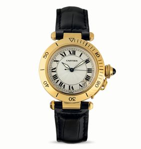 CARTIER - Pasha C ref 1035 in oro giallo 18k movimento automatico con datario, accompagnato da garanzia originale