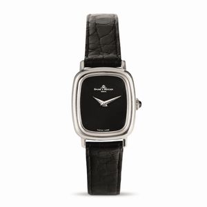 Baume & Mercier - Elegante Ellipse Lady in oro bianco 18k, quadrante nero con scritte argentate, carica manuale