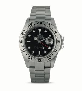 ROLEX - Sportivo e ricercato Explorer II ref 16570 in acciaio, quadrante nero bicchierini