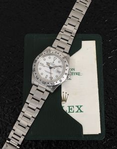 ROLEX : Sportivo e ricercato Explorer II ref 16570 in acciaio, con raro quadrante bianco Chicchi di mais, accompagnato da garanzia originale  - Asta Orologi da Polso - Associazione Nazionale - Case d'Asta italiane