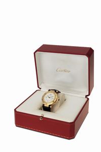 CARTIER : Pasha ref 1020 grande misura in oro giallo 18k, carica automatica con datario, completo di scatola e garanzia  - Asta Orologi da Polso - Associazione Nazionale - Case d'Asta italiane