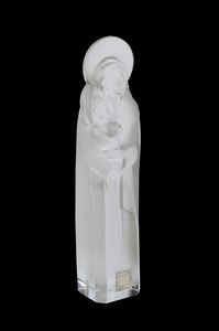 René Jules Lalique - Madonna col Bambino in cristallo satinato, Francia, XX secolo