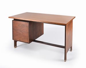 EDMONDO PALUTARI : Scrivania in teak con cassettiera, produzione Vittorio Dassi per la Dassi Mobili Moderni (DMM)  - Asta Design e arti decorative del XX secolo - Associazione Nazionale - Case d'Asta italiane