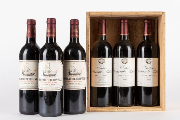 FRANCIA : CHATEAU BEYCHEVELLE 2000 (3 BT) E CHATEAU SOCIANDO-MALLET 2000 (3 BT)  - Asta Vini e Distillati - Associazione Nazionale - Case d'Asta italiane