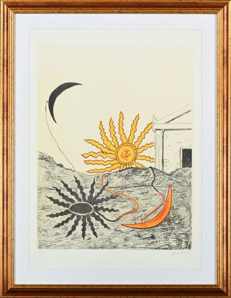 Giorgio de Chirico : Sole spento e luna crescente  - Asta Grafica Internazionale e Multipli d'Autore - Associazione Nazionale - Case d'Asta italiane