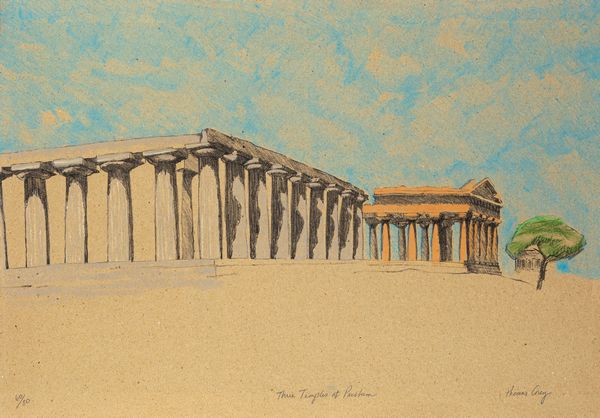 Thomas Corey : Three Temples at Paestum  - Asta Grafica Internazionale e Multipli d'Autore - Associazione Nazionale - Case d'Asta italiane