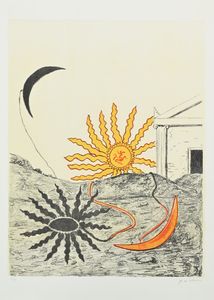 Giorgio de Chirico : Sole spento e luna crescente  - Asta Grafica Internazionale e Multipli d'Autore - Associazione Nazionale - Case d'Asta italiane