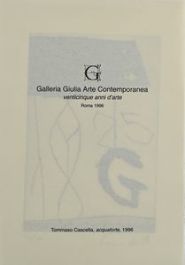 TOMMASO CASCELLA : Senza titolo  - Asta Grafica Internazionale e Multipli d'Autore - Associazione Nazionale - Case d'Asta italiane