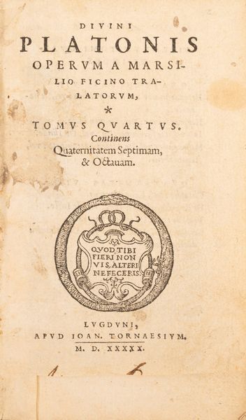 Cicerone, Marco Tullio : Hoc volumine haec continentur. M. T. C. De natura deorum. Libri III. De diuinatione. Libri II. De fato. Liber I. [...]  - Asta Libri, Autografi e Stampe - Associazione Nazionale - Case d'Asta italiane