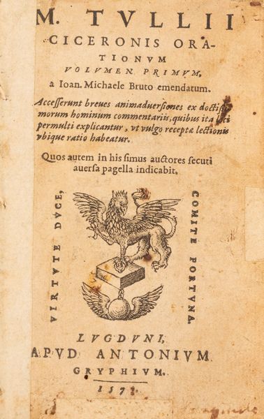 Cicerone, Marco Tullio : Hoc volumine haec continentur. M. T. C. De natura deorum. Libri III. De diuinatione. Libri II. De fato. Liber I. [...]  - Asta Libri, Autografi e Stampe - Associazione Nazionale - Case d'Asta italiane