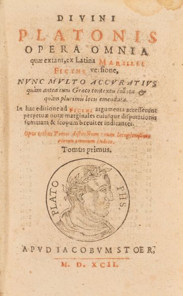 Ficino, Marsilio : Divini Platonis Opera Omnia quae extant, ex Latina Marsilii Ficini versione  - Asta Libri, Autografi e Stampe - Associazione Nazionale - Case d'Asta italiane