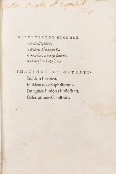 Filostrato, Flavio : Imagines Philostrati  - Asta Libri, Autografi e Stampe - Associazione Nazionale - Case d'Asta italiane