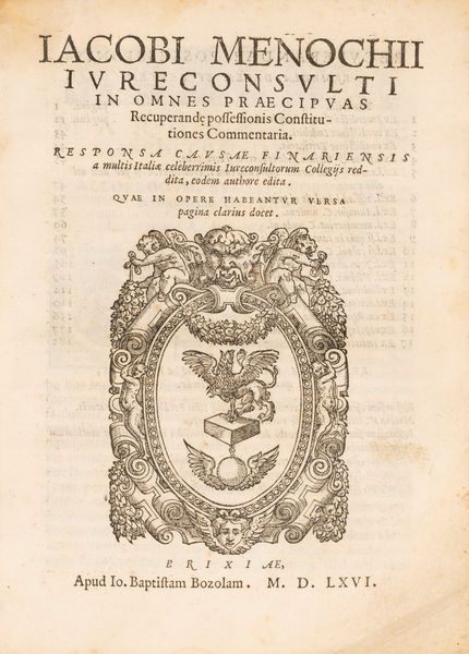 Menochio, Giacomo : Iureconsulti in omnes praecipuas  - Asta Libri, Autografi e Stampe - Associazione Nazionale - Case d'Asta italiane