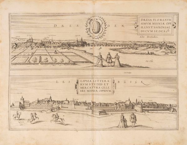 Braun, Georg - Hogenberg, Frans : Dresden. Florentes simum misniae opp. illust.a saxoniae ducum sedes – Leibzigk. Lipsia litterarum studiis et mercatura celebre misniae oppidum.  - Asta Libri, Autografi e Stampe - Associazione Nazionale - Case d'Asta italiane