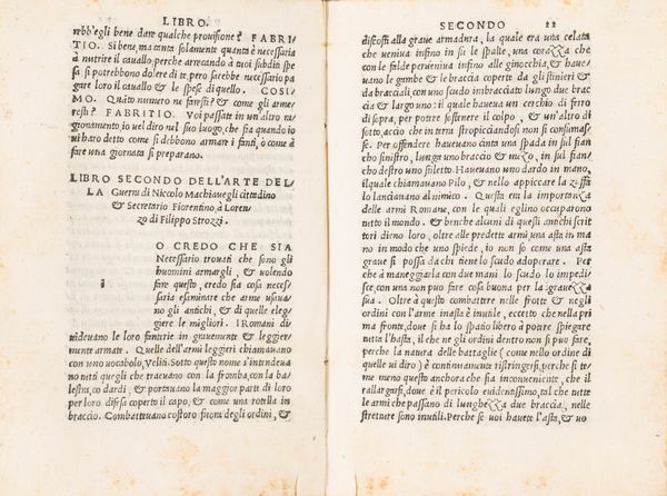 Machiavelli, Niccolò : Libro della arte della guerra di Niccolo Machiauegli cittadino et segretario fiorentino  - Asta Libri, Autografi e Stampe - Associazione Nazionale - Case d'Asta italiane