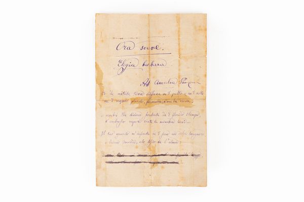 Gabriele D'Annunzio : Ora soave. Elegia barbara  - Asta Libri, Autografi e Stampe - Associazione Nazionale - Case d'Asta italiane