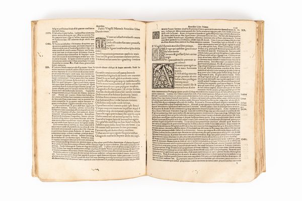 Virgilio, Publio Marone : Opera [Bucolica and Georgica, with argumenta (comm. Servius, Landinus and Mancinellus); Aeneis, with argumenta (comm. Servius, Donatus and Landinus)]. Add: Maphaeus Vegius: Liber XIII Aeneidos. Additional texts  - Asta Libri, Autografi e Stampe - Associazione Nazionale - Case d'Asta italiane