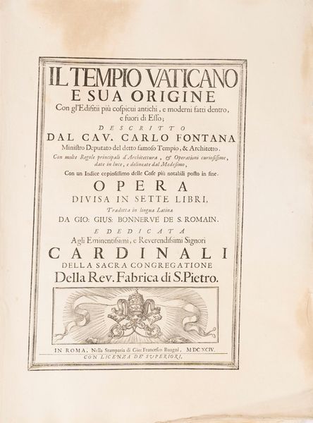 Carlo Fontana : Templum Vaticanum et ipsius origo, emplum Vaticanum et ipsius origo,  - Asta Libri, Autografi e Stampe - Associazione Nazionale - Case d'Asta italiane