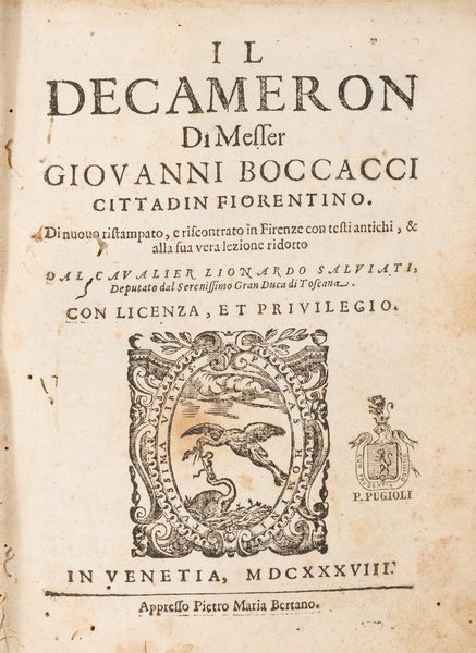 GIOVANNI BOCCACCIO : Il Decameron  - Asta Libri, Autografi e Stampe - Associazione Nazionale - Case d'Asta italiane