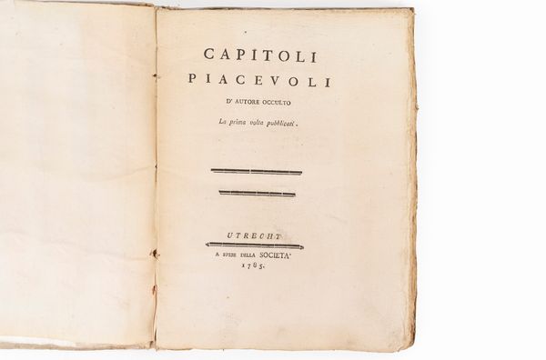 Francesco  Carcano : Capitoli piacevoli d'autore occulto. La prima volta pubblicati.  - Asta Libri, Autografi e Stampe - Associazione Nazionale - Case d'Asta italiane