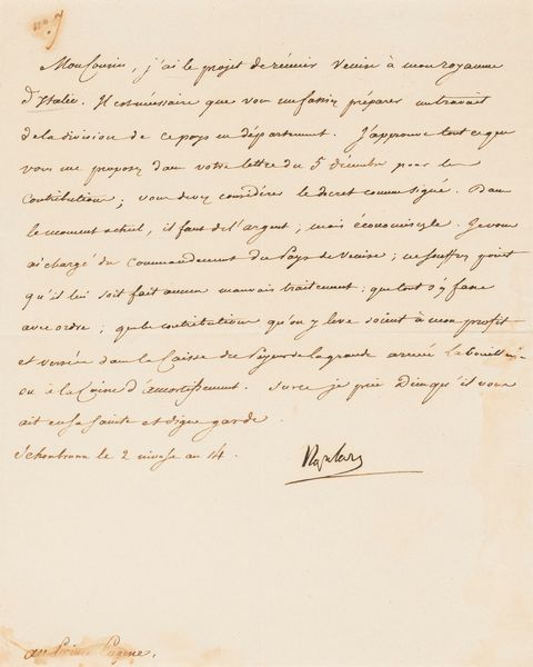 Napoleone Bonaparte : Lettera al Principe Eugenio  - Asta Libri, Autografi e Stampe - Associazione Nazionale - Case d'Asta italiane