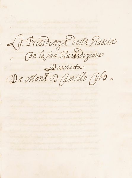 Camillo Cybo : La Presidenza della Grascia con la sua Giurisdizione.  - Asta Libri, Autografi e Stampe - Associazione Nazionale - Case d'Asta italiane