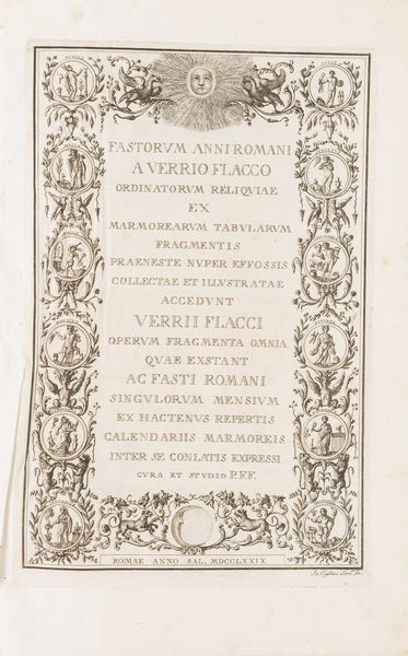 Foggini, Pier Francesco : Fastorum anni Romani a Verrio Flacco ordinatorum reliquiae ex marmorearum tabularum fragmentis praeneste nuper eoffossis  - Asta Libri, Autografi e Stampe - Associazione Nazionale - Case d'Asta italiane